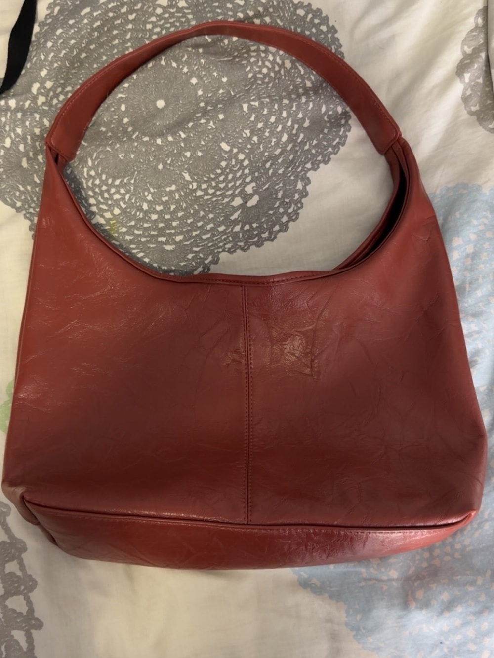 Minimalist Women's Shoulder Bag in Brick Red